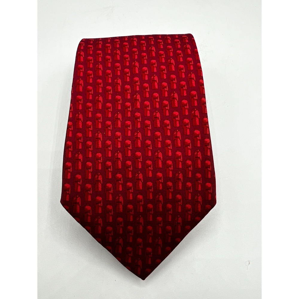 Burberrys London Multi Color Geometric Pattern Tie Silk Italy Red L:57.5 W:3.875